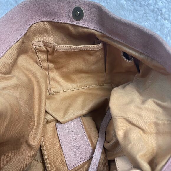 Anthropologie Miss Albright laser cut leather suede blush pink large tote bag. main image 6